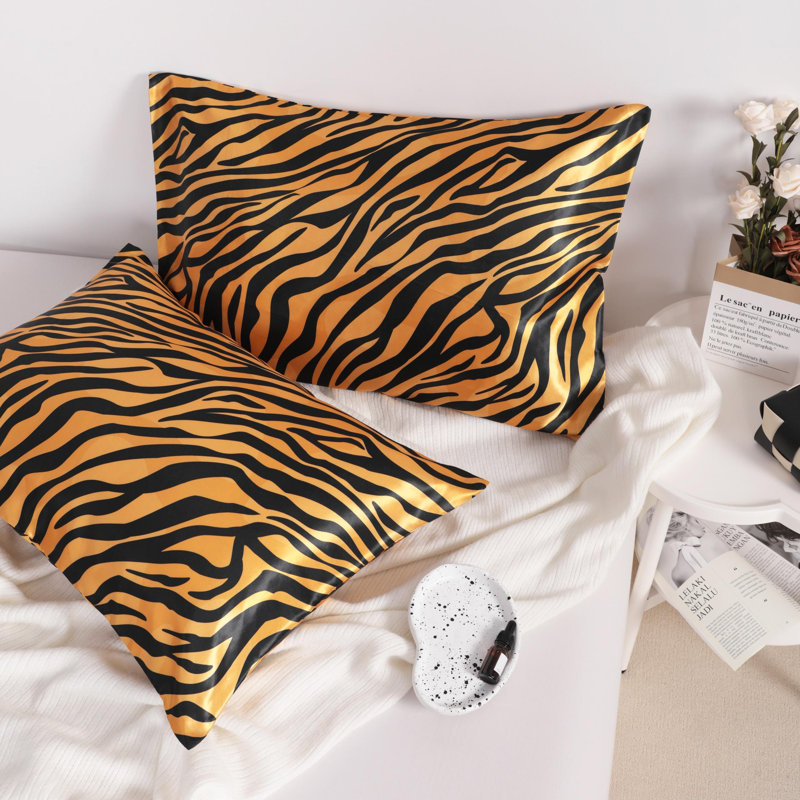 Pillowcases, Satin Pillowcases for Hair and Skin, Yellow Zebra With Envelope Closure - NTBAY, King Pillowcase