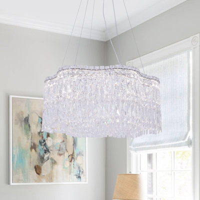 23.6" Dimmable Tri-Color LED Crystal Chandelier