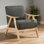 Fauteuil d'appoint simple rembourré d'appoint à structure grise en bois d'hévéa