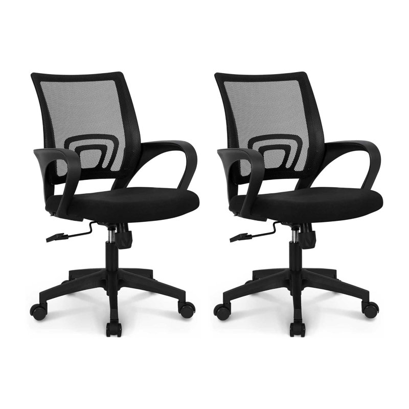 Ergonomic Mesh Commercial Use Office Task Chair, Black/Black, 2 - piece