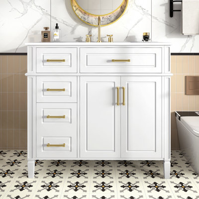 Bathroom Vanity With Sink, Single Sink Vanity With 3 Drawers And 1 Flip Drawer