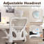 Chaise de bureau ergonomique, chaise de bureau à dossier haut en filet avec support lombaire réglable, appui-tête en 2 dimensions, accoudoirs rabattables, fonction d'inclinaison, chaises de travail pivotantes à roulettes, chaise d'ordinateur pour les -2134215897