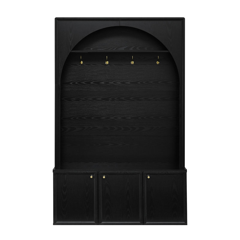 Arbre d'entrée tout-en-un Farmhouse avec tablettes réglables, Noir