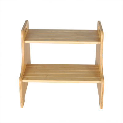 Levede Bamboo Step Stool with Handle Shelf Footstool Bathroom Kitchen Bed 220Lbs