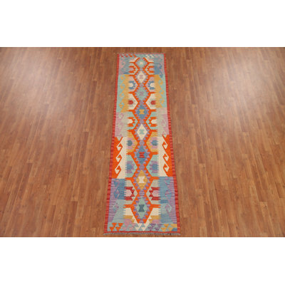 Reversible Wool Kilim Runner Rug 3x10
