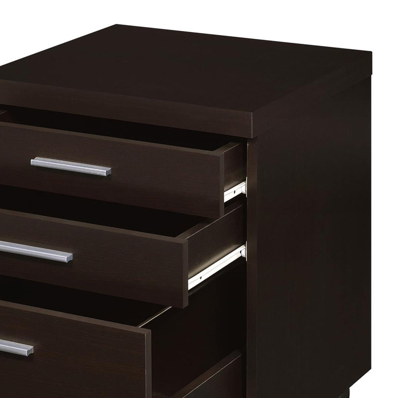 2-piece Home Office Set L-Shape Desk with File Cabinet Cappuccino