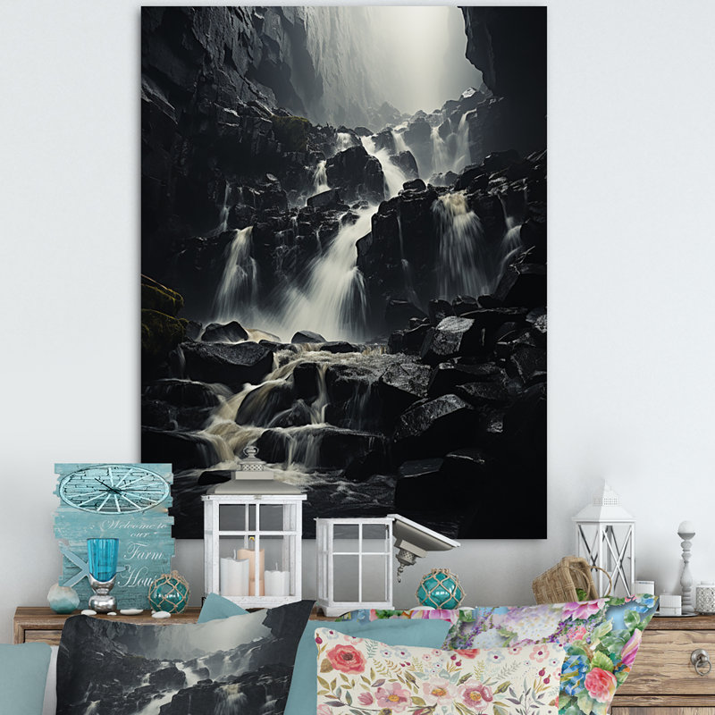 «Waterfall Ephemeral Cascade I», reproduction d'art sur toile, H 32 po x l 24 po x P 1 po, Toile tendue
