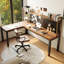 Bureau en fer massif en forme de L brun noyer + noir-2104191028-2104191030