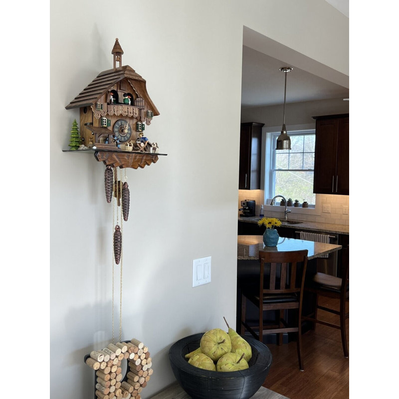  14" Musical Cuckoo Clock with Woodcutter & Waterwheel