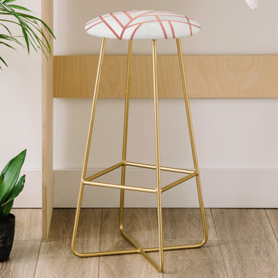 Upholstered Counter Stool with Metal Frame