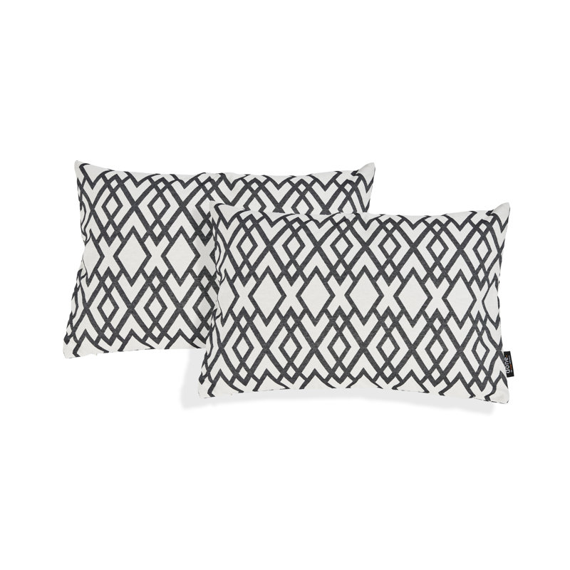 Diamond Geometric Rectangular Throw Pillow Cover, Black