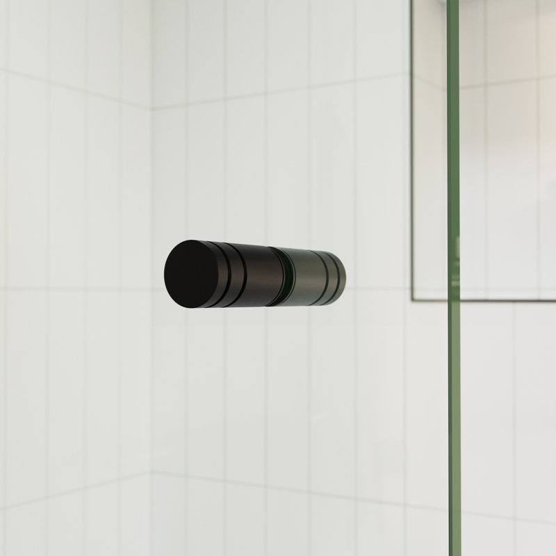 Black Frameless Glass Shower Bath Door with Brass Hardware