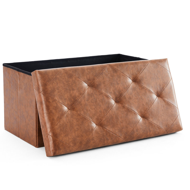 Banc de rangement pliable, Brun, Brun