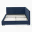 Structure de lit double capitonnée capitonnée, structure de canapé-lit avec dossier et accoudoirs confortables, lit double pour chambre à coucher, salon, velours, bleu foncé (80,5 po x 59 po x 30,5 po)