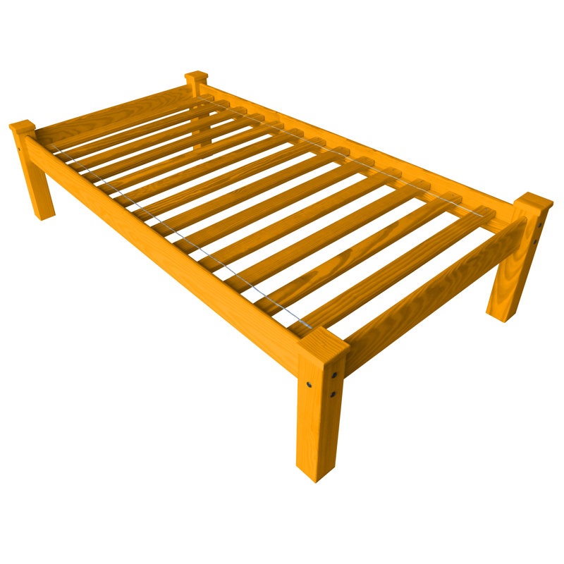 Base de lit en bois massif Anaaya, Simple, Miel