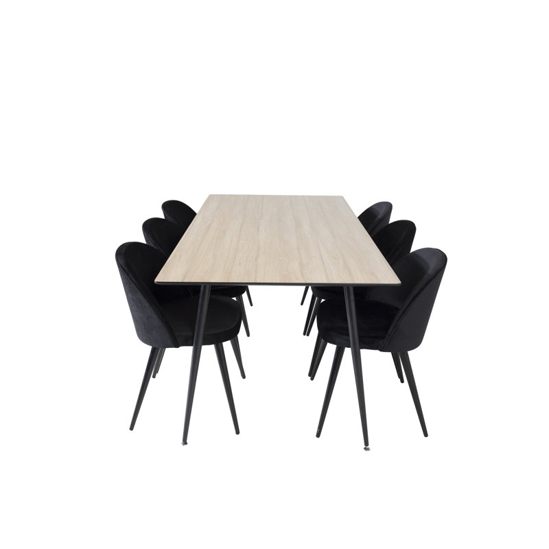Cano 6 - Person Dining Set, Beige, Black, Black