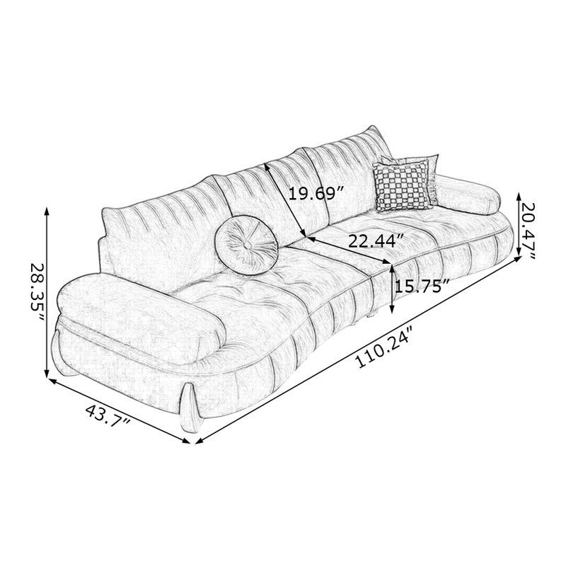 Coussin de canapé modulaire noir 100% polyester, 4, H 28,35 po x l 110,24 po x P 43,7 po, Noir