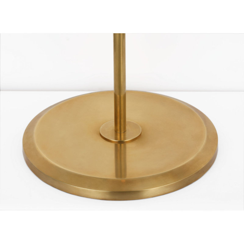 Dume Large Arched Floor Lamp with Silk Pleated Shade, Hand-Rubbed Antique Brass