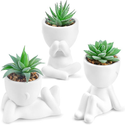 3 Pack Fake Plants For Office Desk Accessories Artificial Succulents Plants For Room Bathroom Home Decor For Women