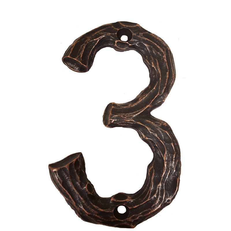 Numéro de maison de 4 po, 3, Cuivre antique