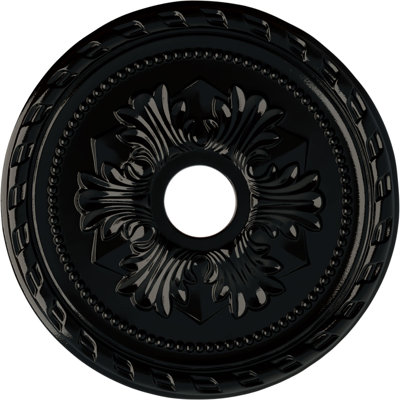 Endurathane Palmetto Ceiling Medallion, 20 7/8"OD x 3 5/8"ID x 1 5/8"P (Fits Canopies up to 5"), Hand-Painted Black Pearl Finish