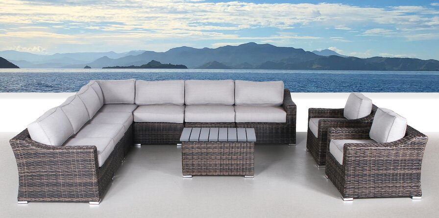 Dayse Fully Assembled 8 - Person Seating Group with Cushions |Pre-built outdoor sofa