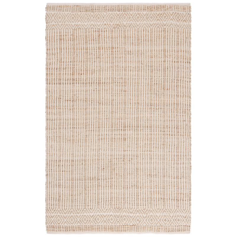 Natural Fiber 126 Hand Woven 70% Jute; 30% Cotton Geometric Shapes Rug, Rectangle 4' x 6'