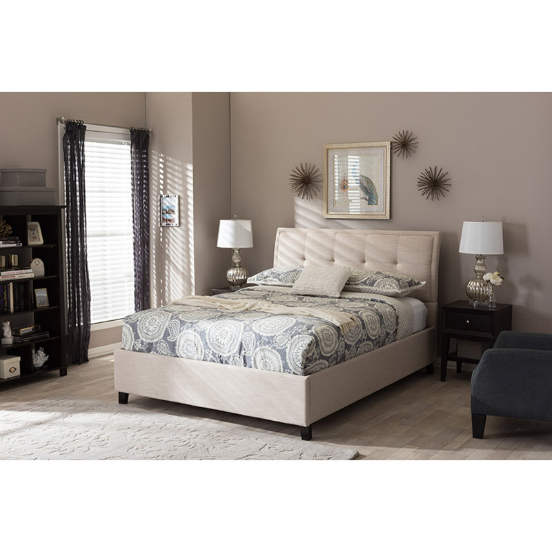 Horicon Upholstered Platform Storage Bed, Beige