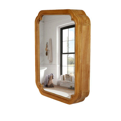 Armoire à miroir murale en bois avec tablettes de rangement, miroir à pharmacie pour salle de bain, salon et entrée