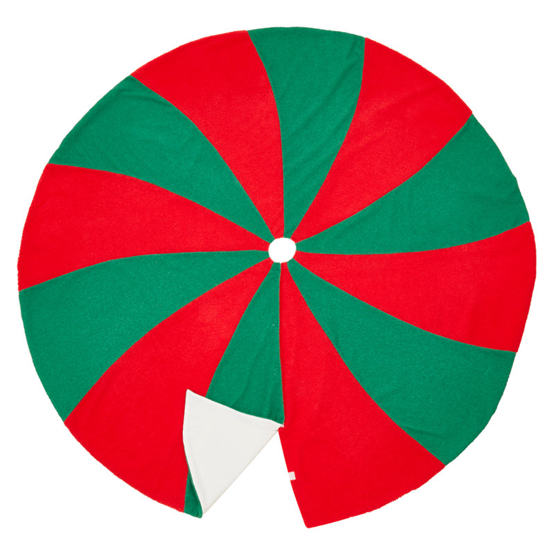 Festive Red and Green Candy Cane Round Tree Skirt