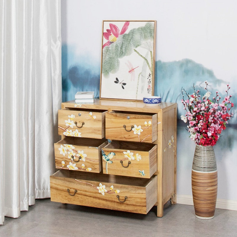 Armoire décorative en bois massif peinte à la main