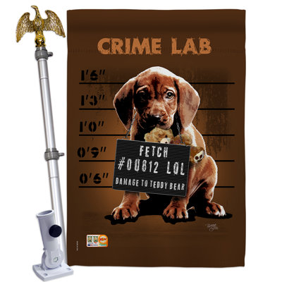 Laboratoire de criminalité en bois 2 faces 40 x 28 po Ensemble de drapeaux