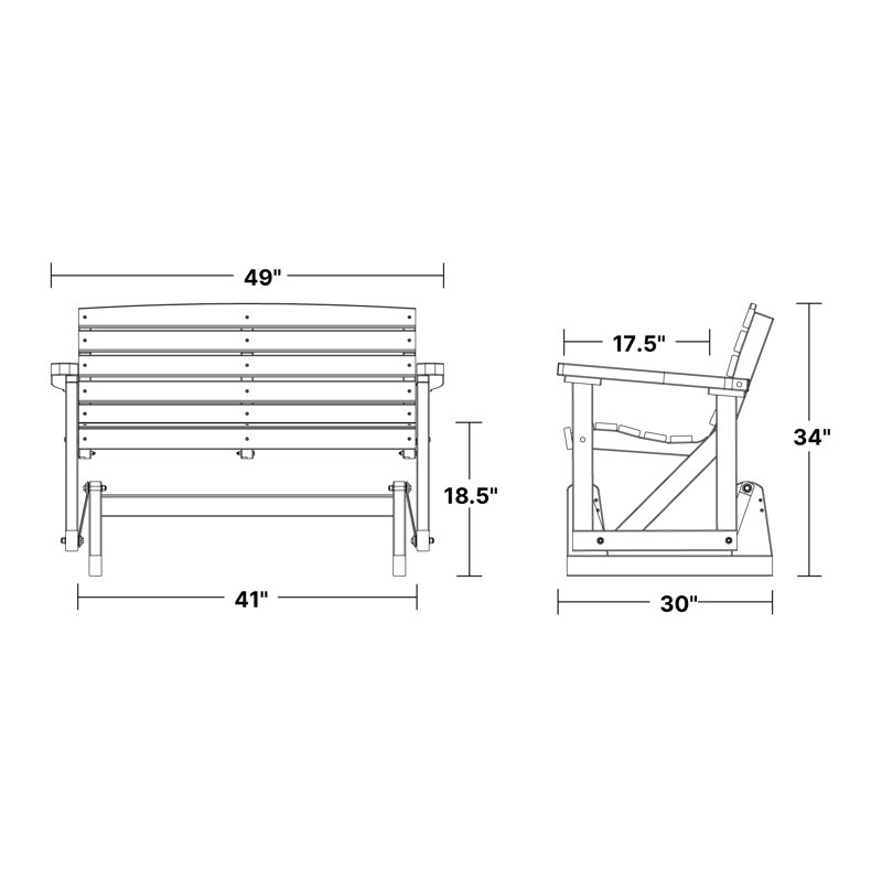 Fauteuil oscillant classique double, Bois de cerisier