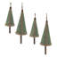 Ensemble de quatre décorations en forme d'arbre de Noël en bambou tissé vert et naturel