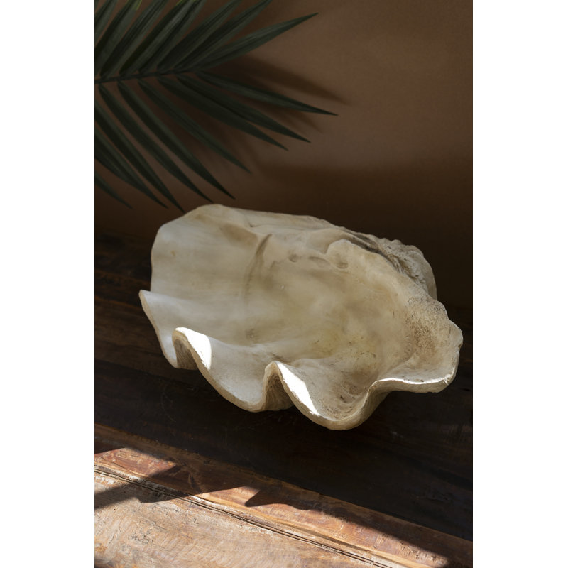  Large Resin Clam Shell Bowl – 9" Tall Ocean-Themed Accent