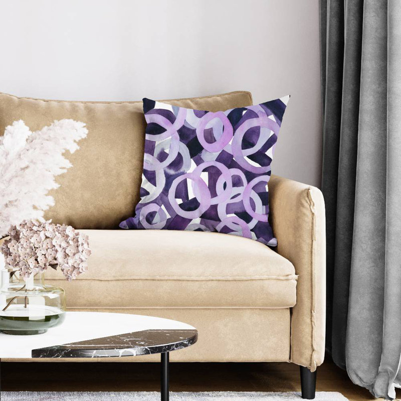 Abstract purple rings - 20"x20" Throw pillow - Poly twill - Print on demand, 20x20, Purple