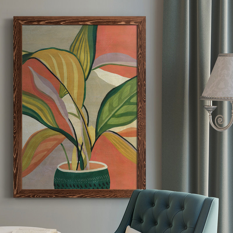 Oiseau du paradis en pot - Peinture sur toile, H 37,5 po x l 27,5 po x P 1 po, Érable