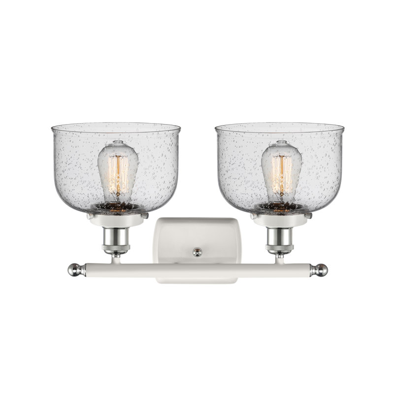 Barre d'éclairage de salle de bain à 2 lumières à intensité variable, Blanc / chrome poli