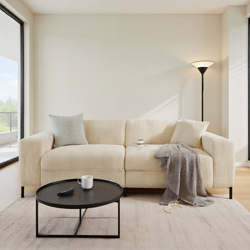 Housse extensible beige à chevrons Tomeco, pour fauteuil, causeuse, canapé et canapé XL, H 40 po x l 73 po x P 39 po, Beige