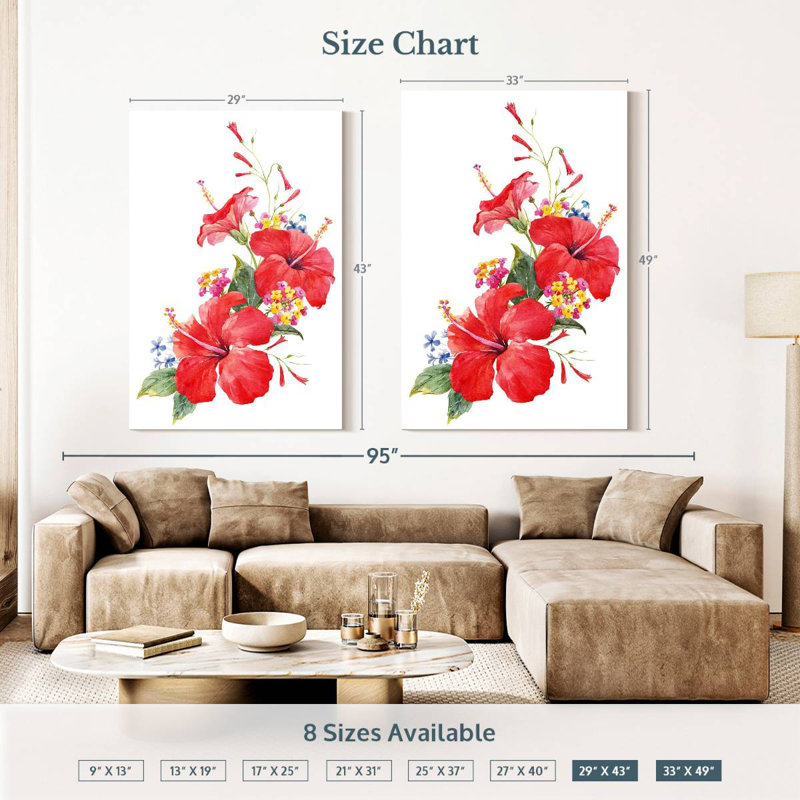 Harnek Exotic Hibiscus, 51" H x 34" W