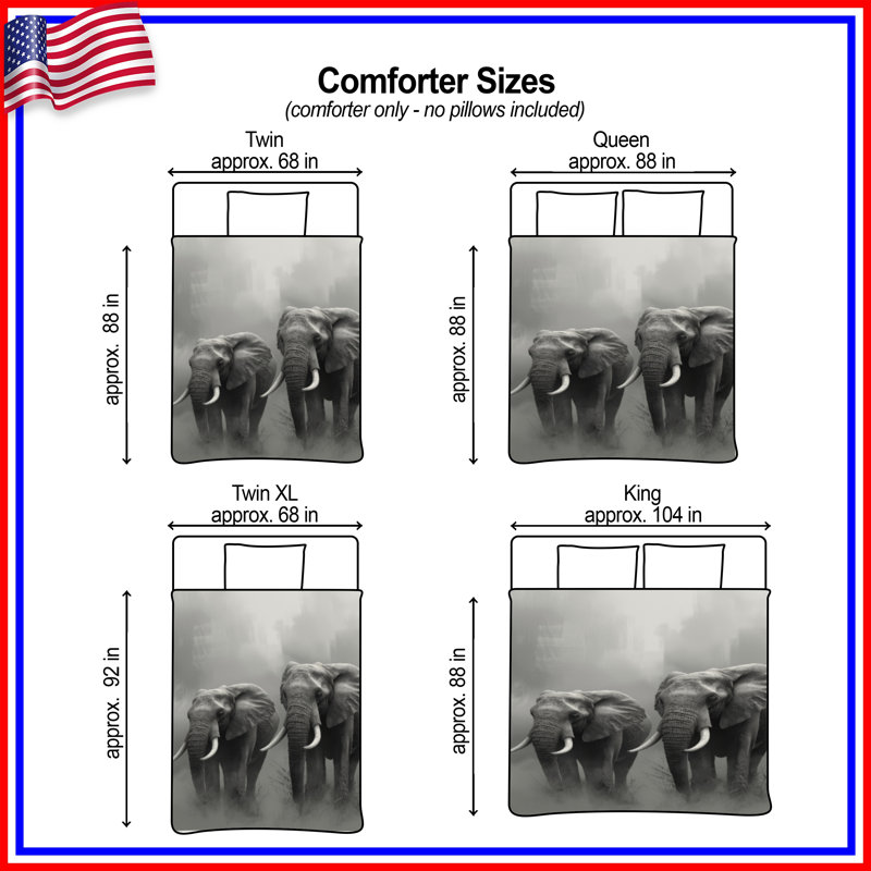 Two African Elephants Comforter, Twin