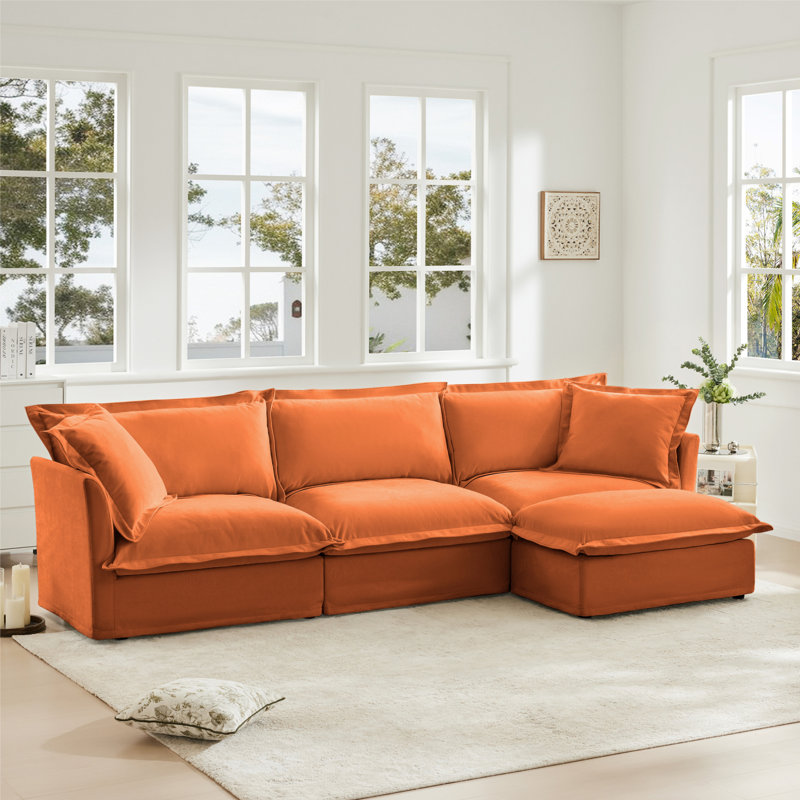 L-Shaped 4-Seater Sectional Sofa For Living Room, 34.65" H x 120.05" W x 55.05" D