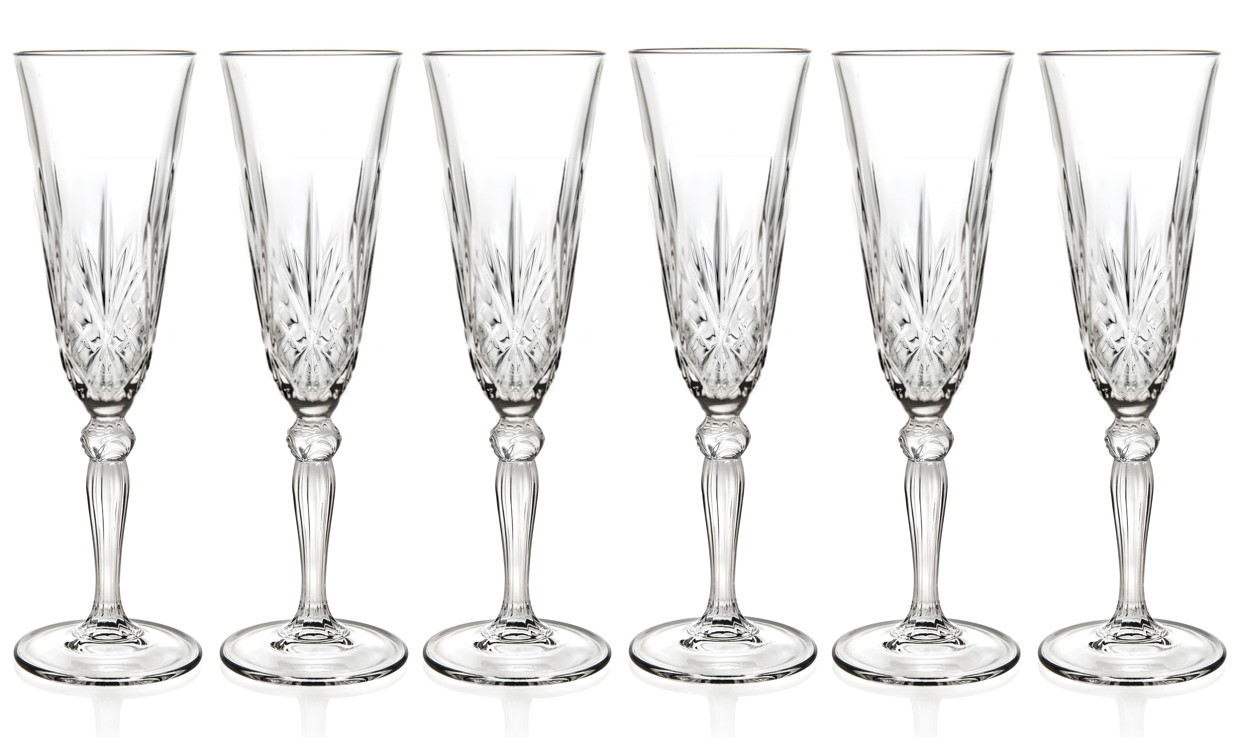 Majestic Crystal Toasting Flute Glass -Champagne - Set Of 6 | Wayfair