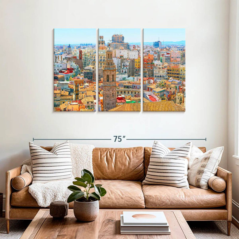 Paysage urbain de la ville R Valencia, H 36 po x l 57 po