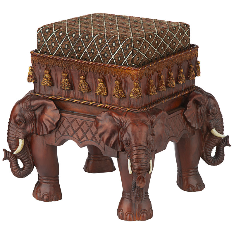 Maharajah Elephants Upholstered Footstool
