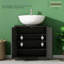 Meuble-lavabo de salle de bain, meuble-lavabo piédestal avec tablette réglable, noir