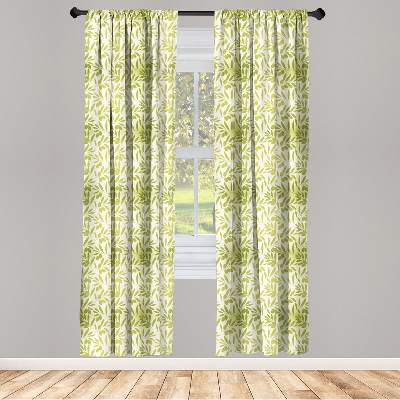 Botanical Semi-Sheer Rod Pocket Curtain Panels, 28" x 95"