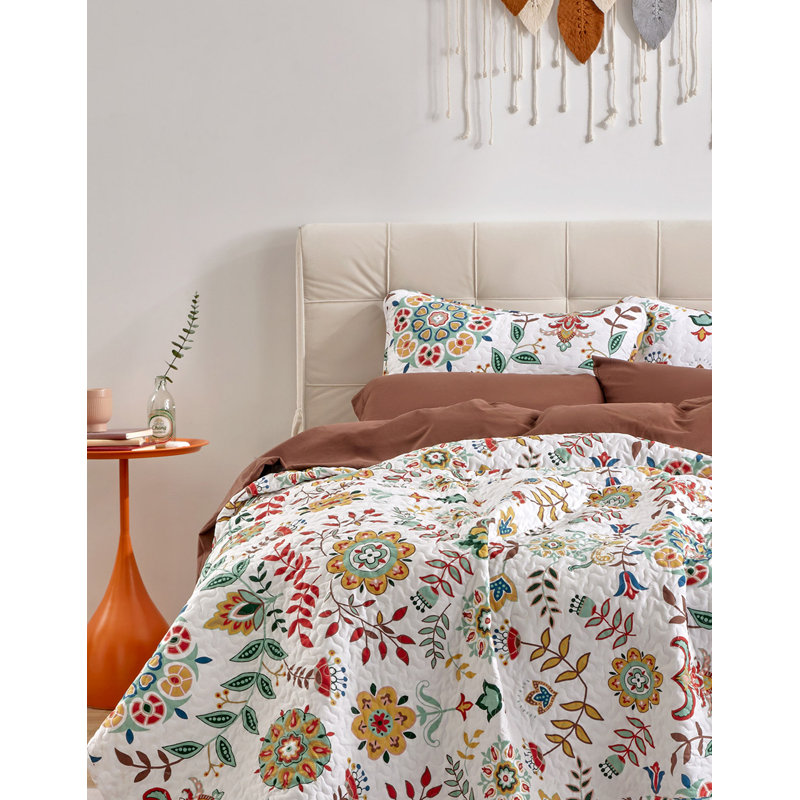 Ensemble de courtepointe en microfibre , Courtepointe pour très grand lit + 2 tailles déc