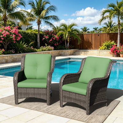 2-Person Polyethylene (PE) Wicker Outdoor Lounge Armchair with Cushions