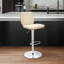 Tabourets de bar pivotants réglables, similicuir crème, noyer moderne et chrome pour la maison